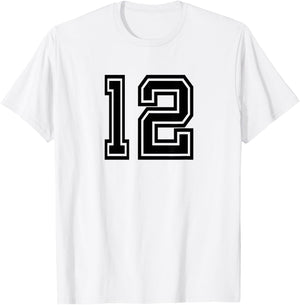 Black Number 12 T-Shirt - T-Shirt | White