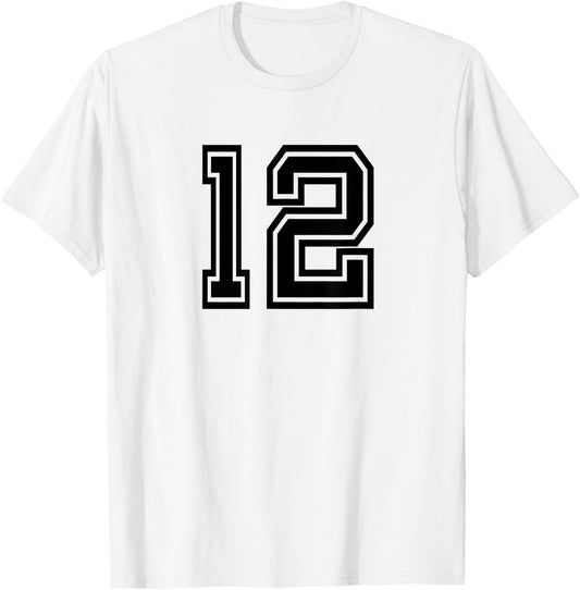 Black Number 12 T-Shirt - T-Shirt | White