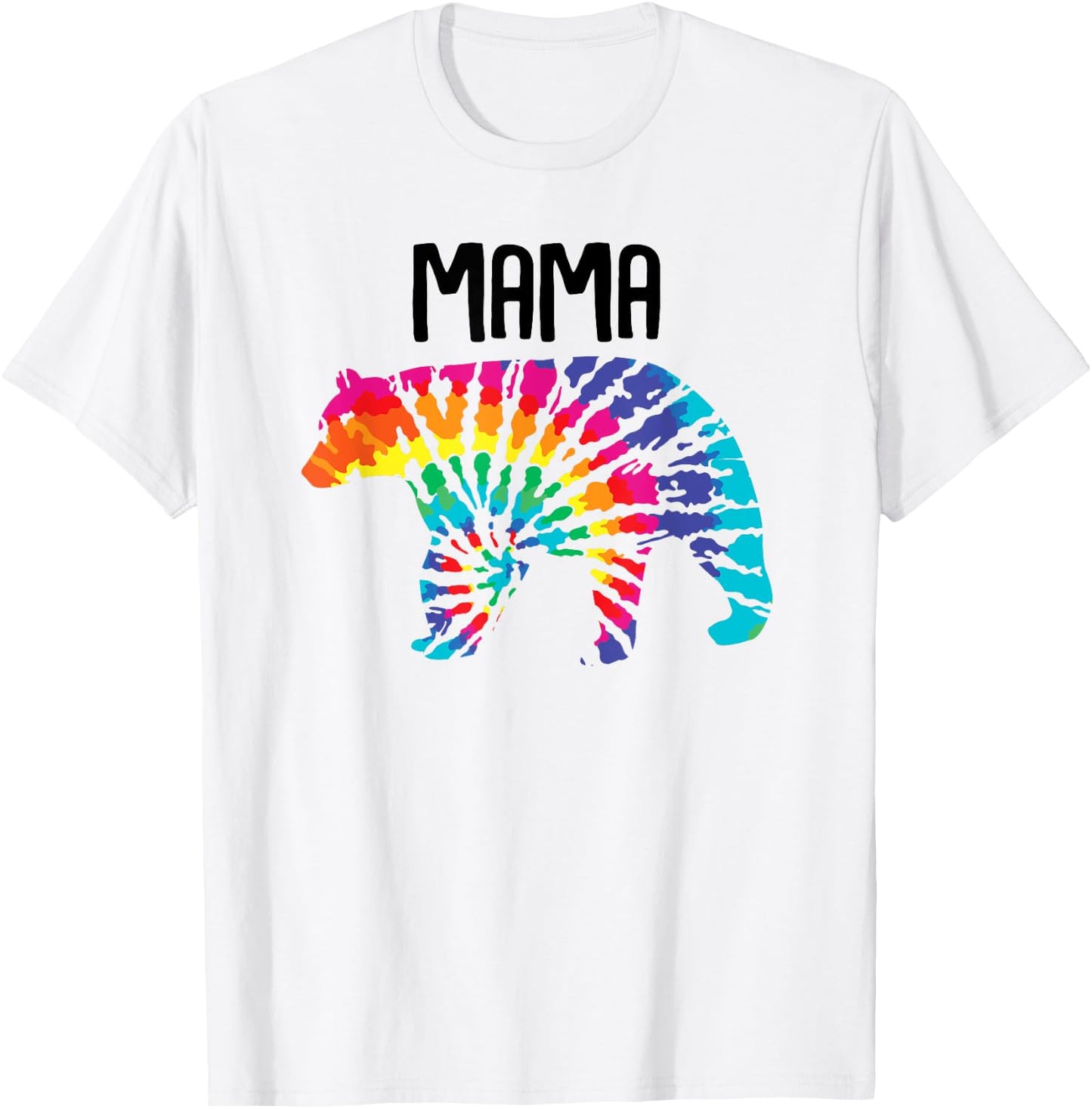Mama Bear Rainbow Tye Dye Bear Matching Family T-Shirt - T-Shirt | White