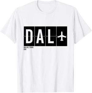DAL Dallas Texas USA Airport Code International Travel T-Shirt - T-Shirt | White