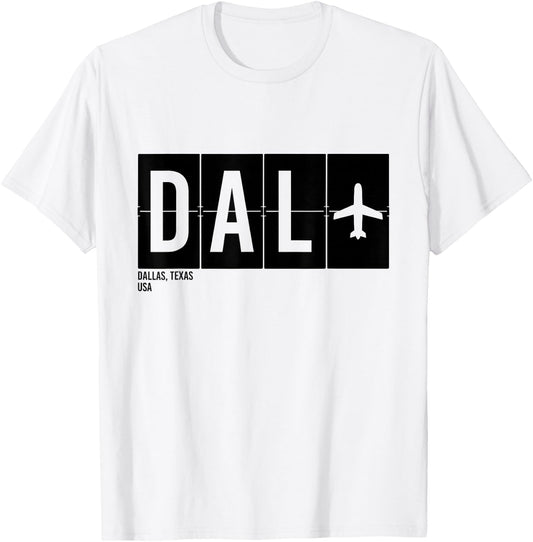 DAL Dallas Texas USA Airport Code International Travel T-Shirt - T-Shirt | White