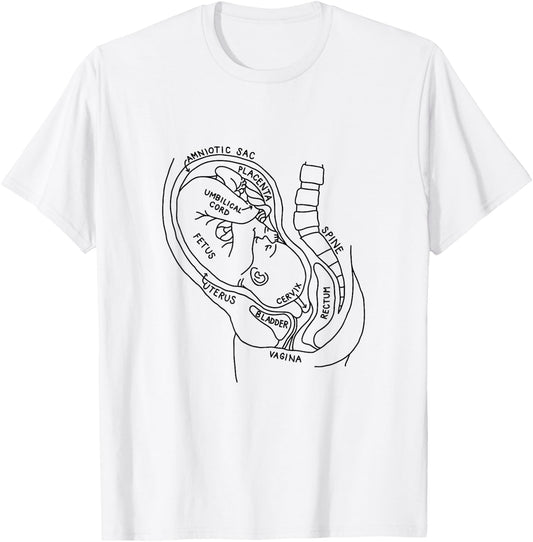 Pregnancy Anatomy Doula Midwife Mom Obstetrician OB GYN T-Shirt - T-Shirt | White