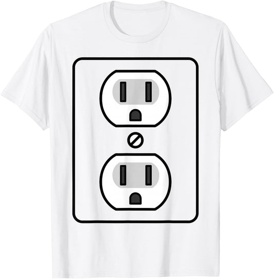 Electrical Outlet Costume Shirt - Funny Halloween Costume T-Shirt - T-Shirt | White