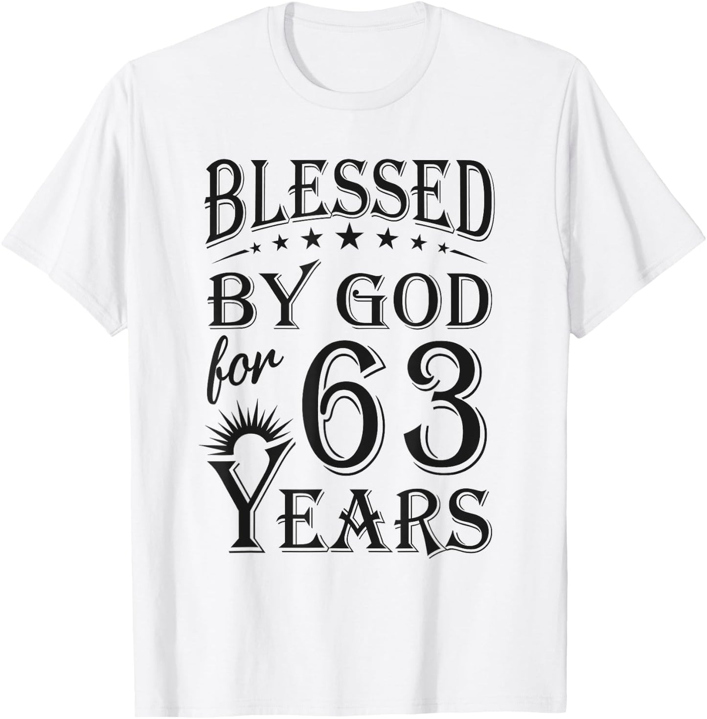Vintage Blessed by God for 63 years Happy 63rd Birthday T-Shirt - T-Shirt | White
