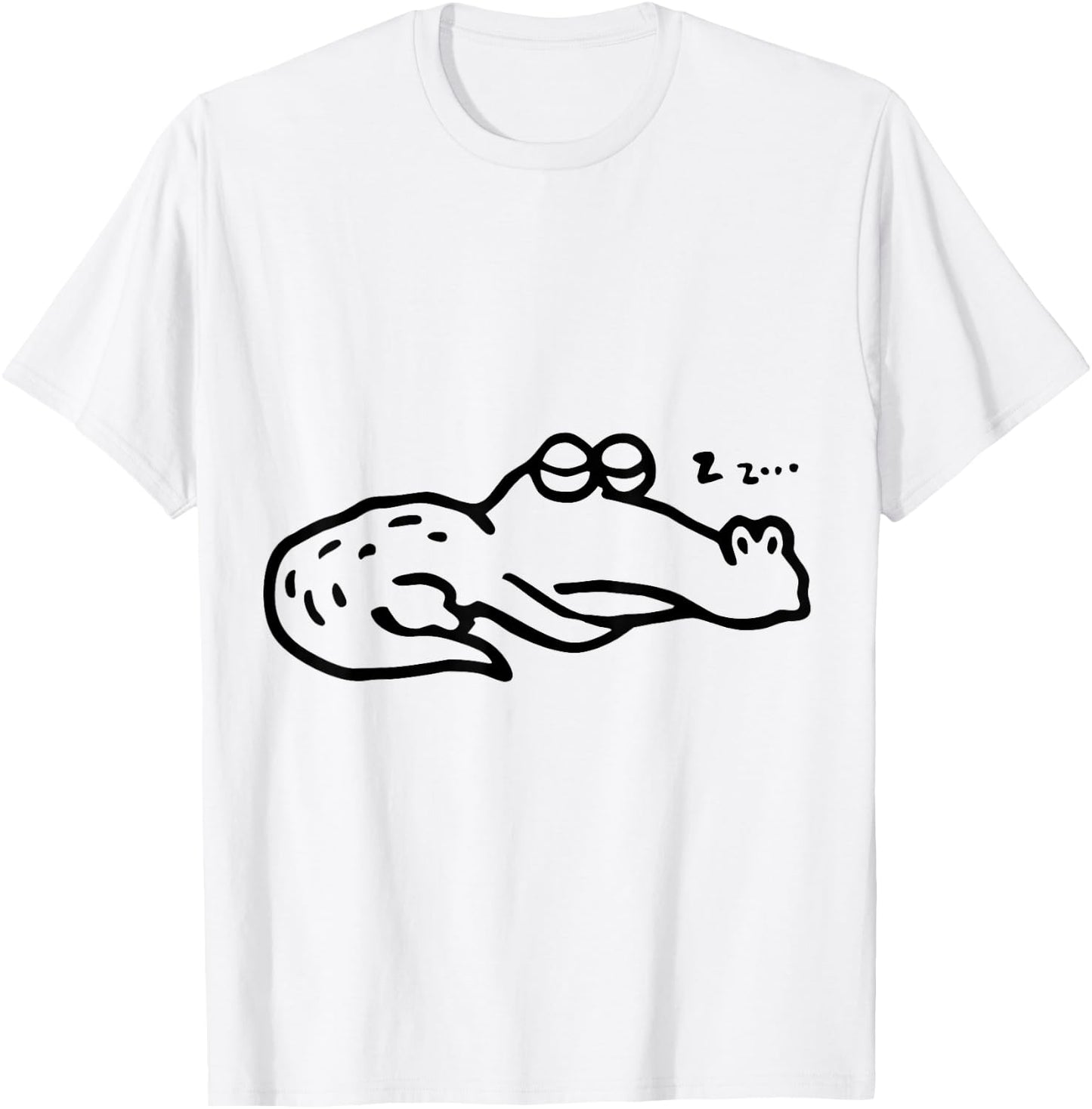Sleeping Alligator Cartoon Graphic Cute Funny T-Shirt - T-Shirt | White