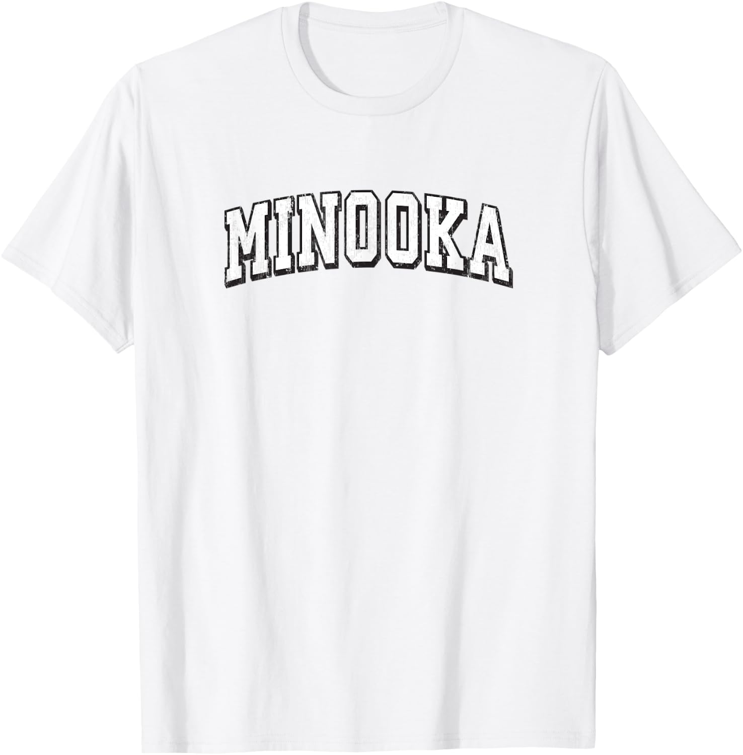 Minooka Illinois Vintage Athletic Sports B&W Print T-Shirt - T-Shirt | White