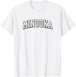 Minooka Illinois Vintage Athletic Sports B&W Print T-Shirt - T-Shirt | White