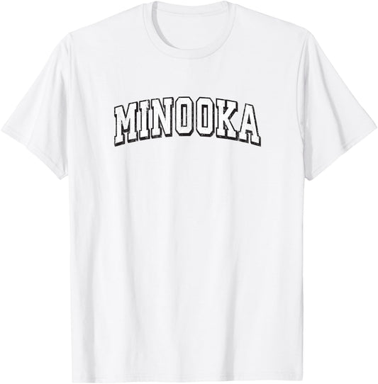 Minooka Illinois Vintage Athletic Sports B&W Print T-Shirt - T-Shirt | White