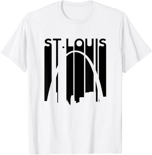 St Louis Missouri Gateway Arch Retro Mississippi River Lou T-Shirt - T-Shirt | White
