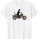 Cat on a Motorcycle Funny T-Shirt - T-Shirt | White
