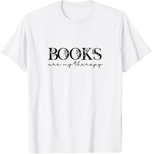 Books Are My Therapy Lover Bookish Librarian Boho Floral T-Shirt - T-Shirt | White