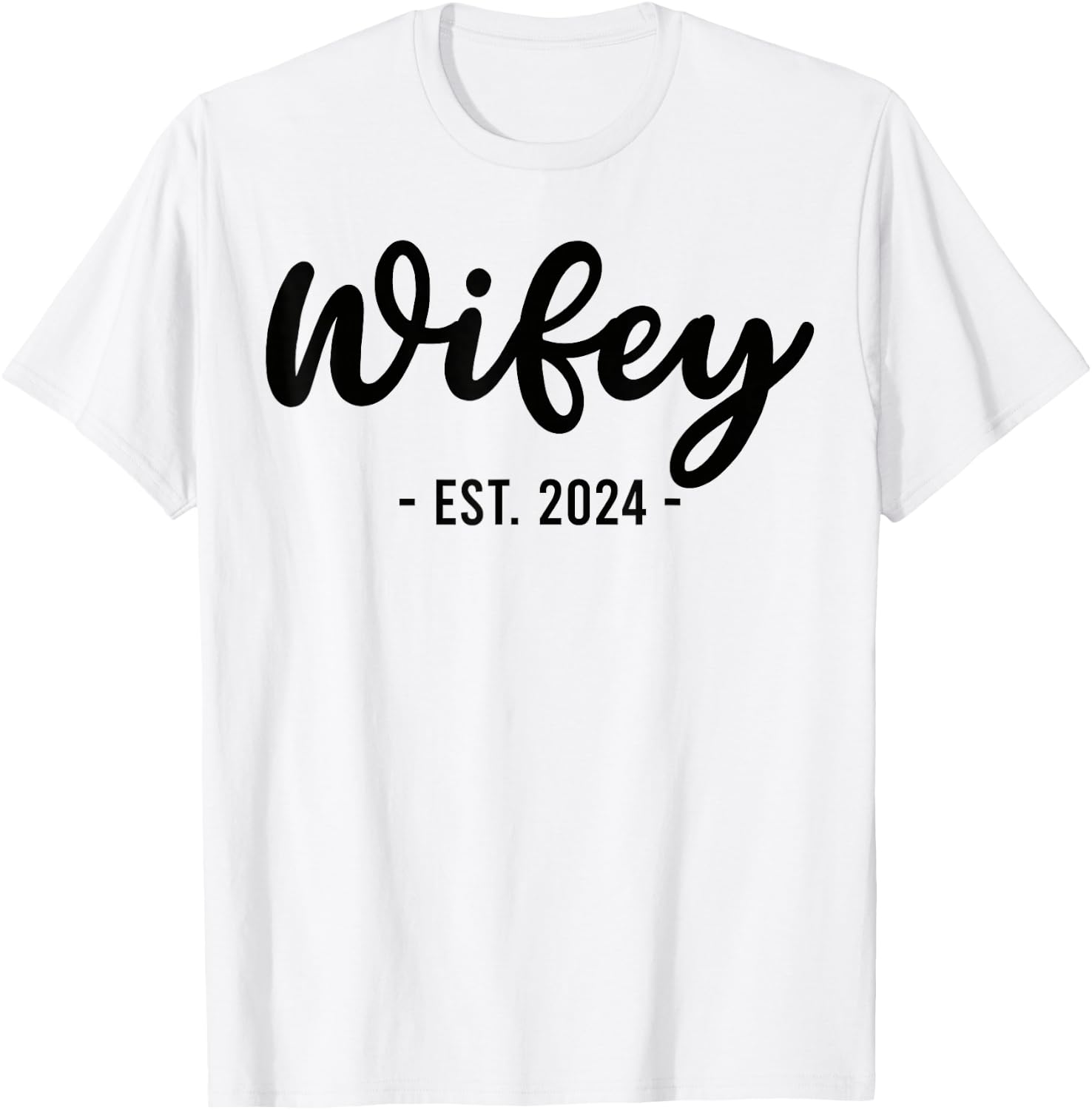 Wife Est 2024 Just Married Honeymoon Husband Wedding Couple T-Shirt - T-Shirt | White