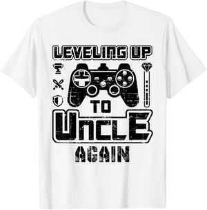 Leveling Up To Uncle Again Pregnancy Announcement T-Shirt - T-Shirt | White