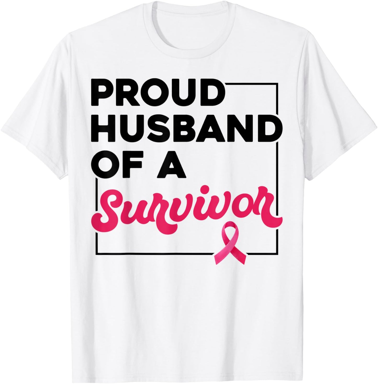 Proud Husband Of Survivor Breast Cancer Awareness Christmas T-Shirt - T-Shirt | White