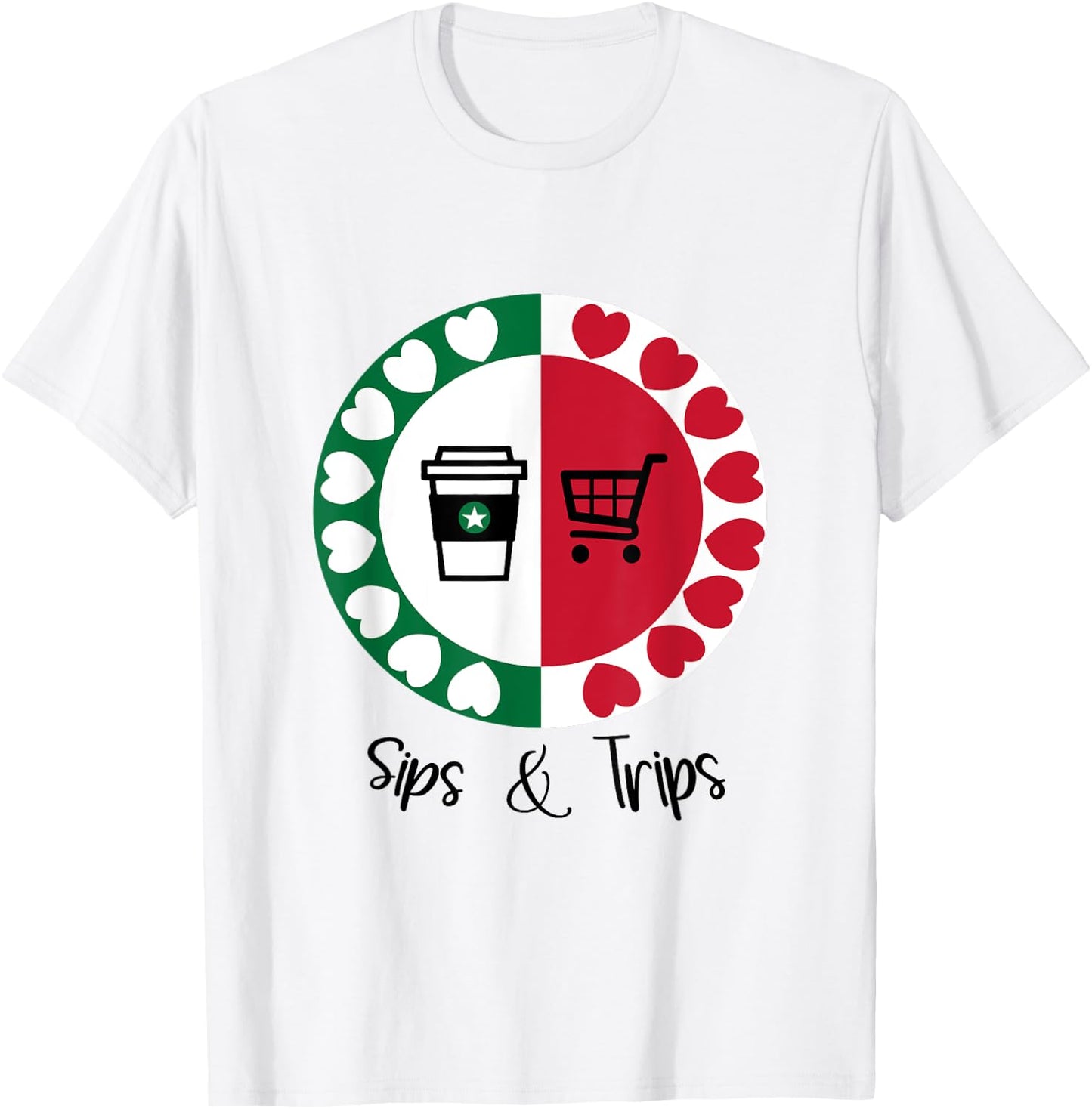 Coffee Sips and Shopping Trips T-Shirt - T-Shirt | White