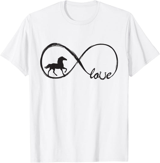 Horse Loving Girl Woman Equestrian Infinity Love Horses T-Shirt - T-Shirt | White