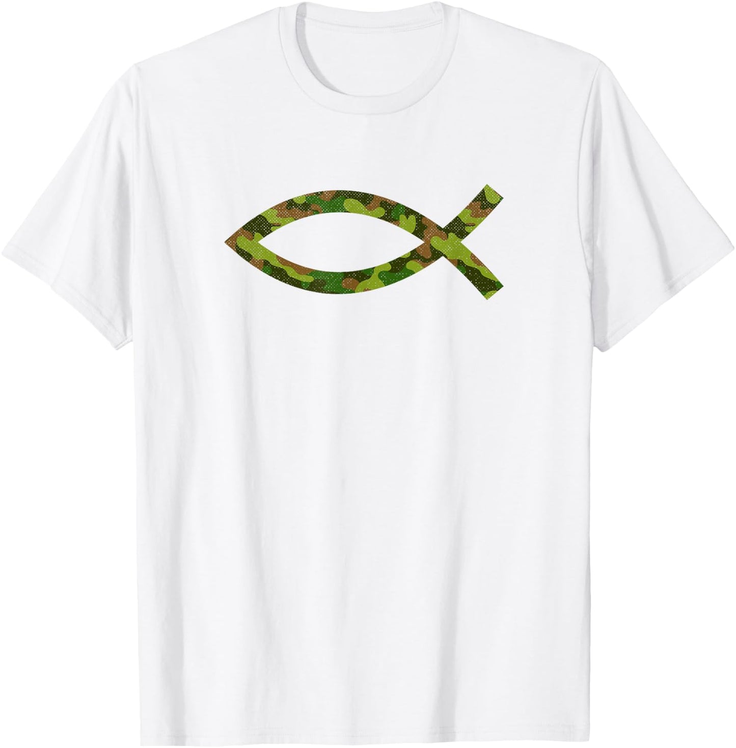 Jesus Christ Fish Camouflage Religious Christian T-Shirt - T-Shirt | White