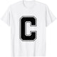 Letter C Big Bold Capital Varsity Alphabet Monogram T-Shirt - T-Shirt | White