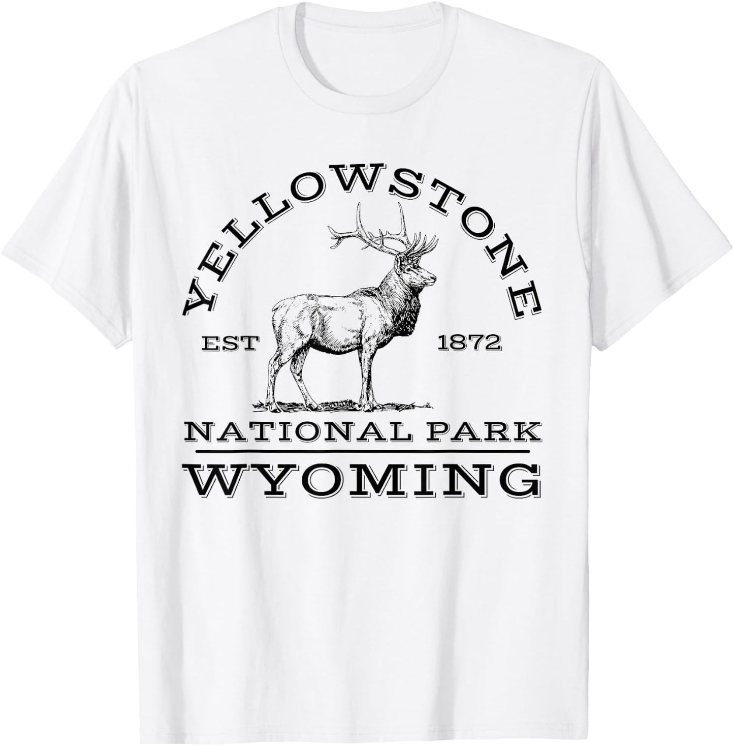 Yellowstone National Park Elk Wyoming Hike Outdoors T-Shirt - T-Shirt | White