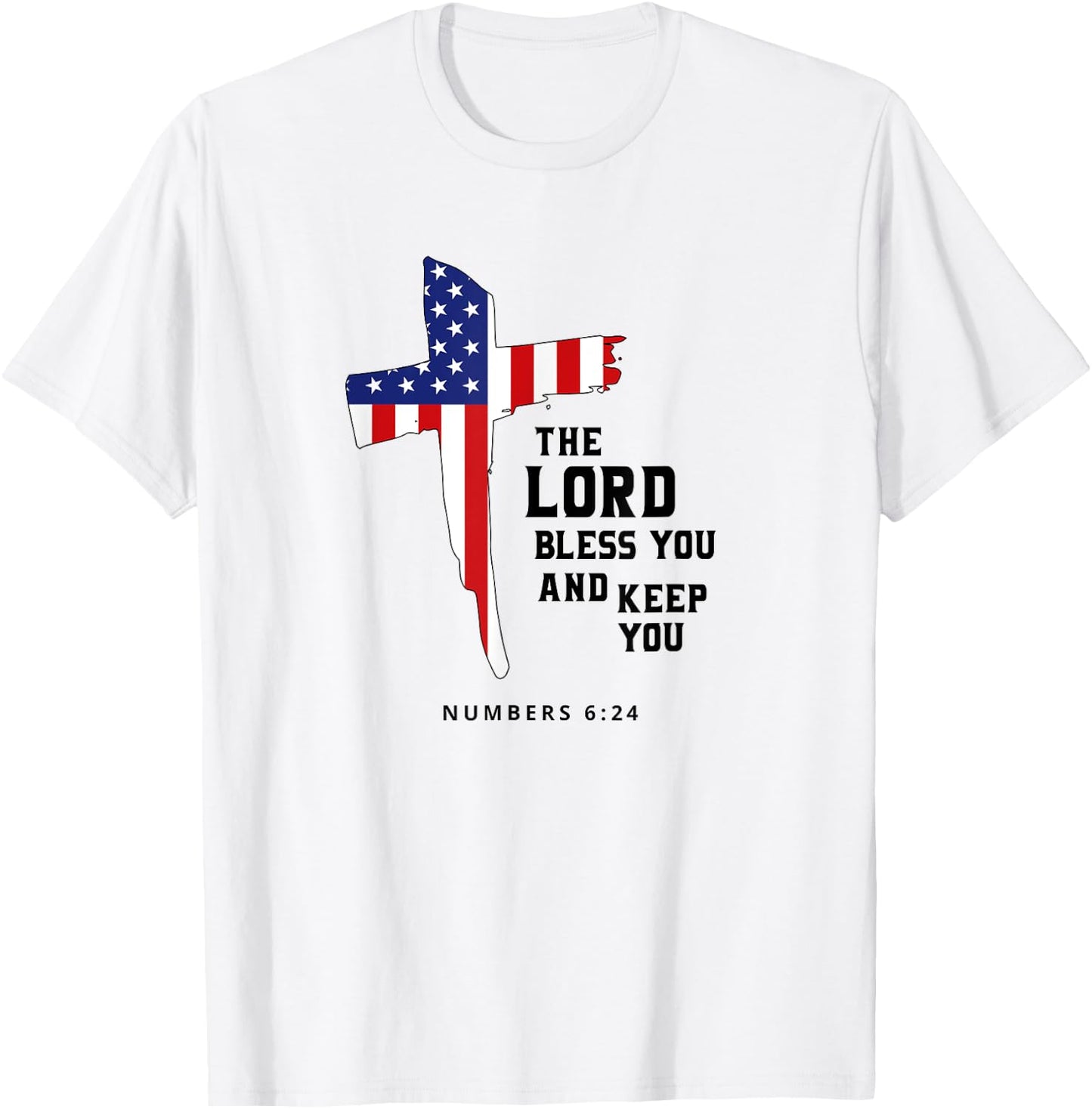 American Flag, The Lord Bless You and Keep You Christian Kids Men T-Shirt - T-Shirt | White