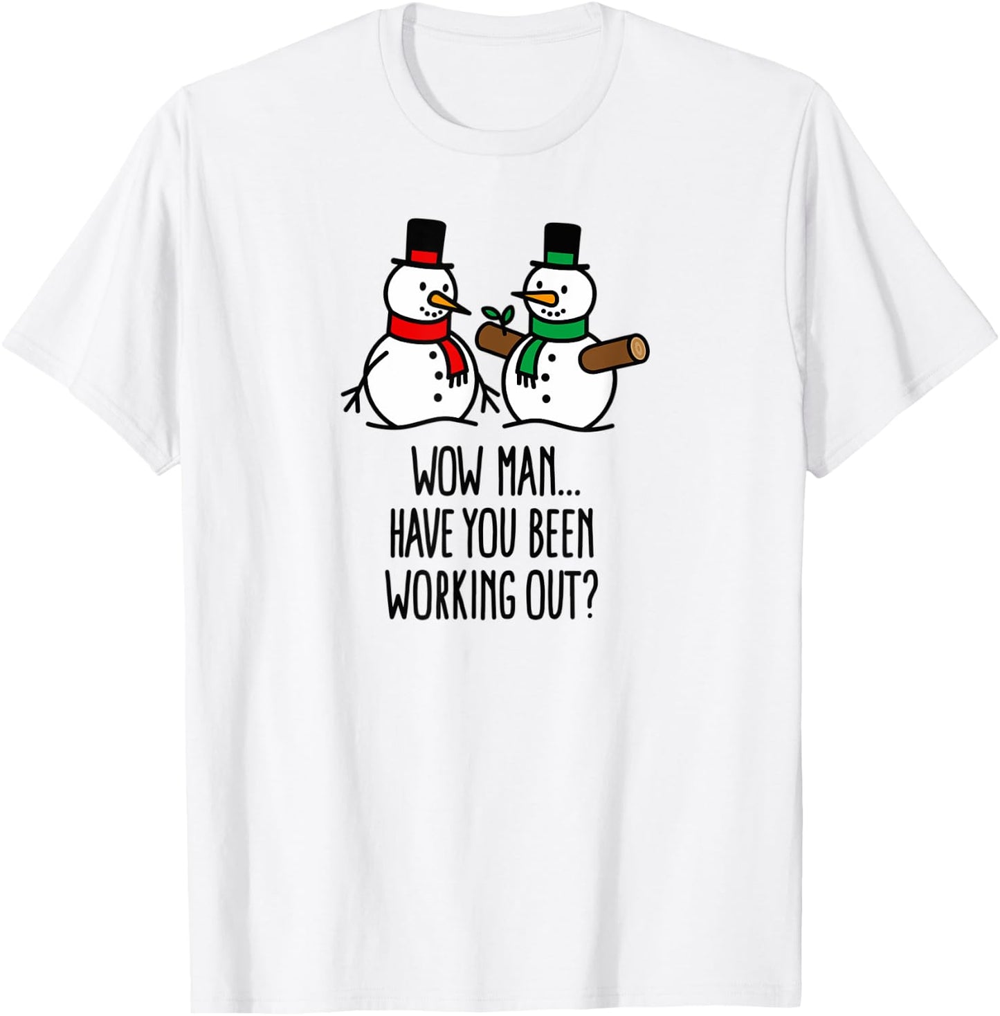 Funny Christmas funny Gym bodybuilding Workout Snowman xmas T-Shirt - T-Shirt | White