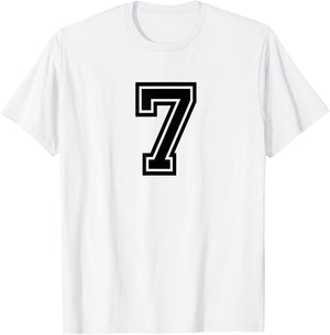 Number #7 Sport Varsity Number T-Shirt - T-Shirt | White