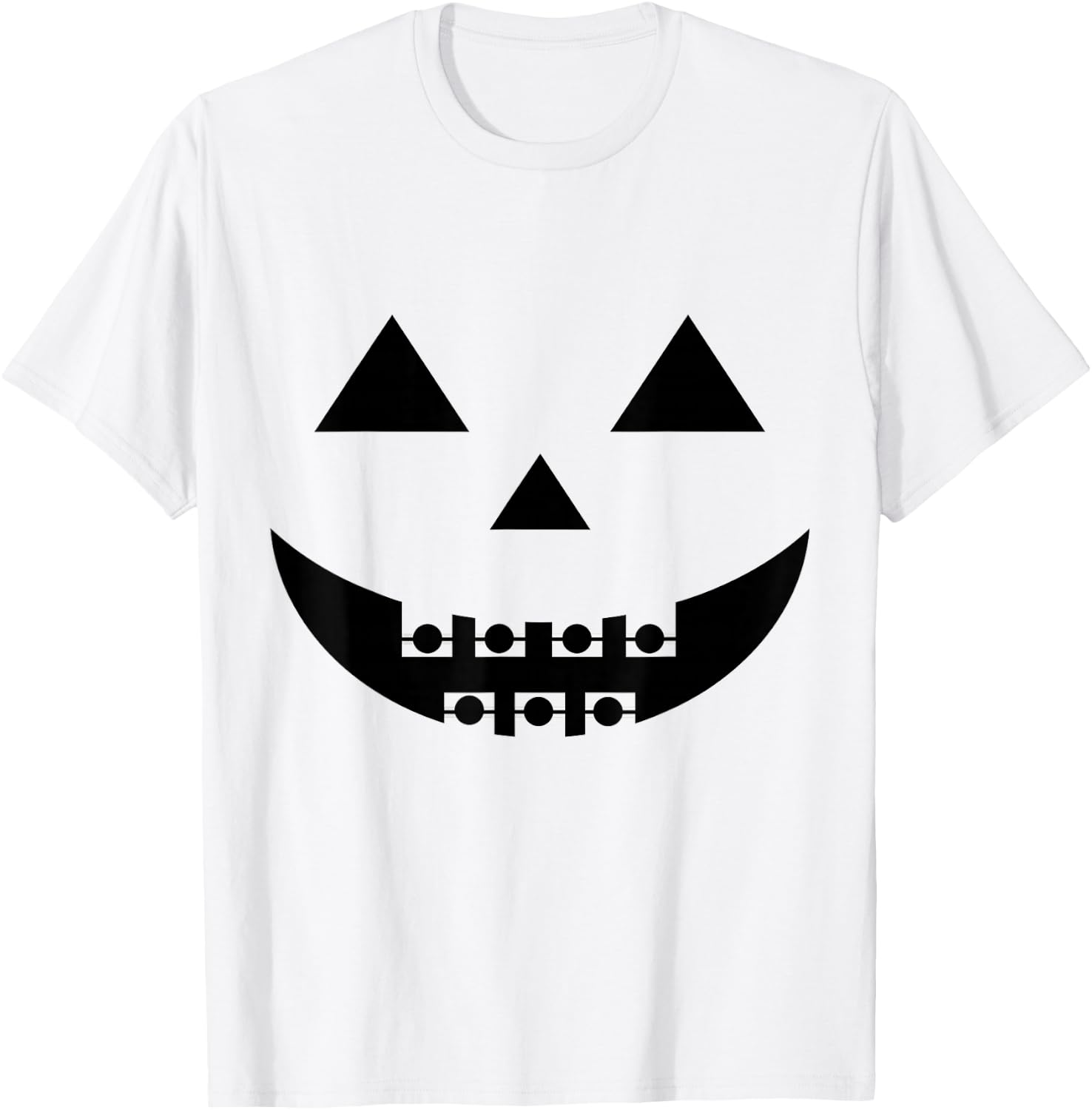 Pumpkin Braces Face for Teens Halloween Jack O Lantern T-Shirt - T-Shirt | White