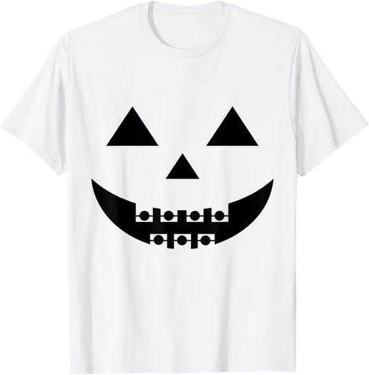 Pumpkin Braces Face for Teens Halloween Jack O Lantern T-Shirt - T-Shirt | White