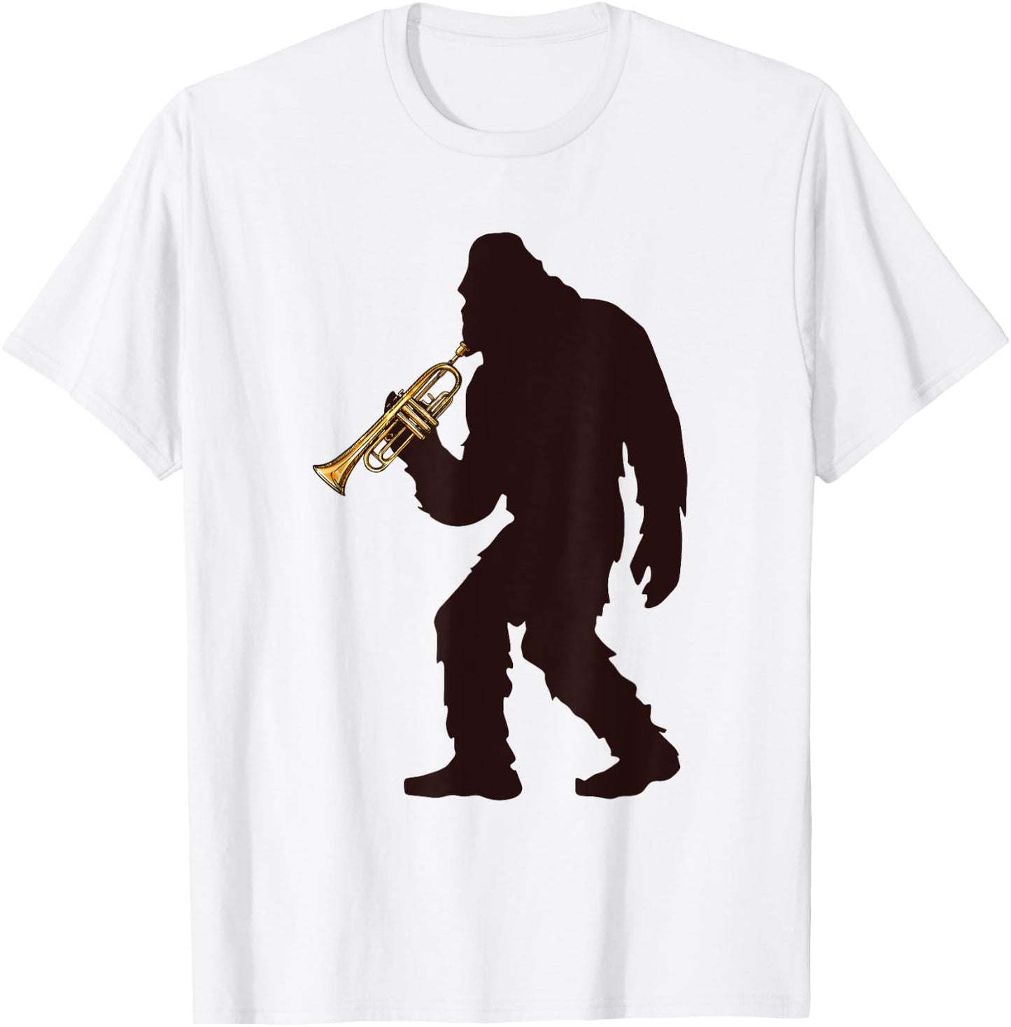 Bigfoot Playing Trumpet Music Funny Musical Instruments T-Shirt - T-Shirt | White