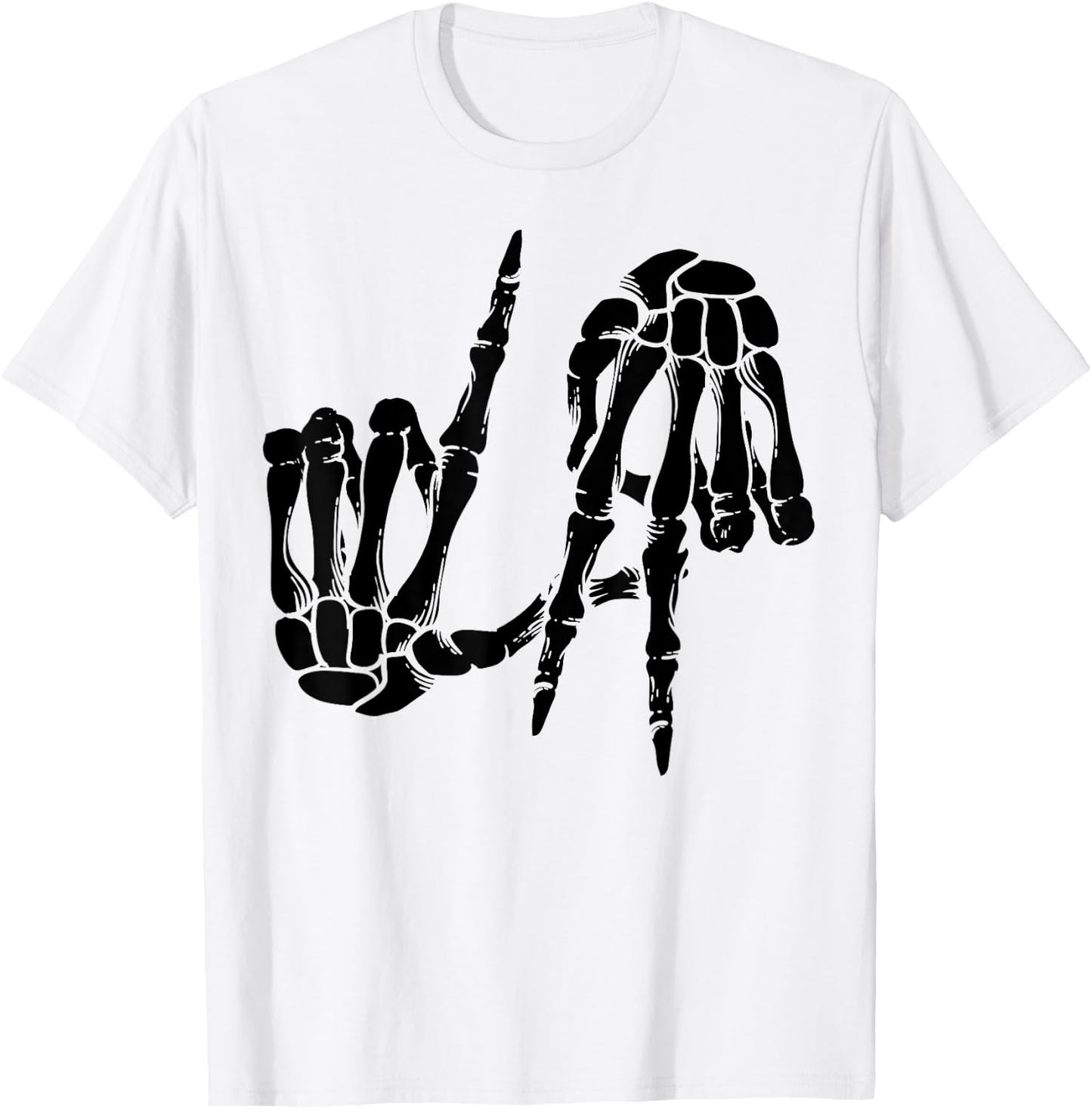 Cute Freaky Los Angeles Hand Sign Skeleton Shirt LA Gift T-Shirt - T-Shirt | White