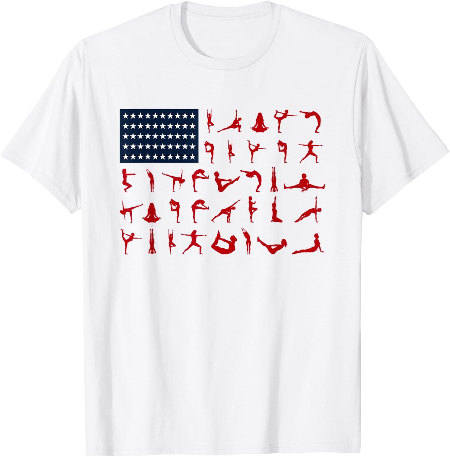 Yoga Pilates Poses American Flag 4th Of July Independence Women Men T-Shirt - T-Shirt | White