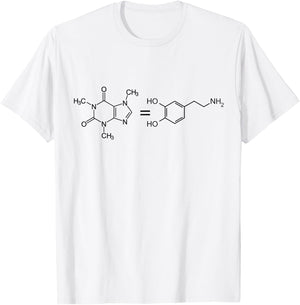 Caffeine Equals Happiness - Molecule Dopamine Science Shirt T-Shirt - T-Shirt | White