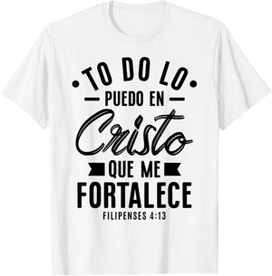 Camisetas Cristianas en espanol Frases Biblia Filipense 4:13 T-Shirt - T-Shirt | White