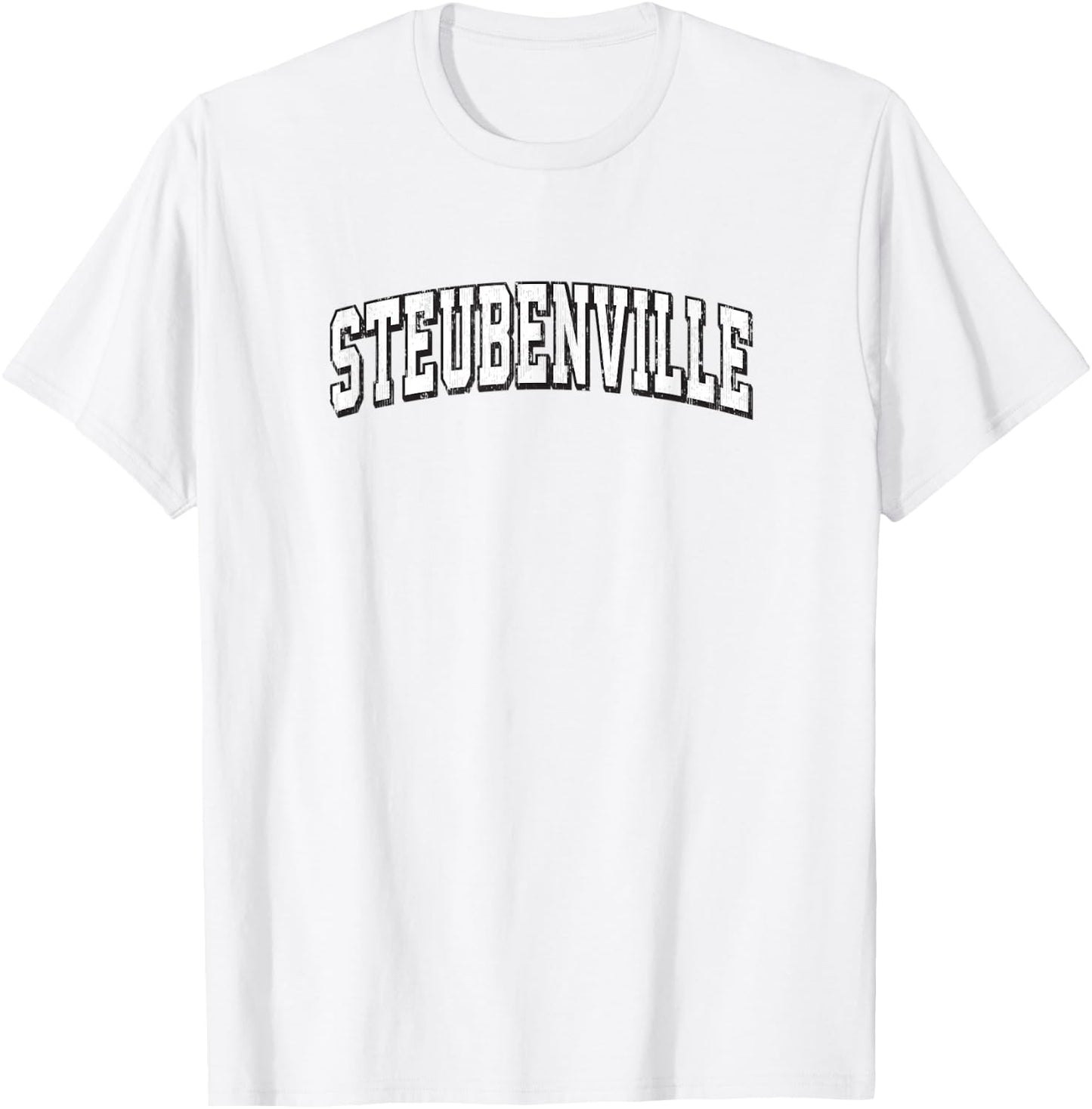 Steubenville Ohio Vintage Athletic Sports B&W Print T-Shirt - T-Shirt | White