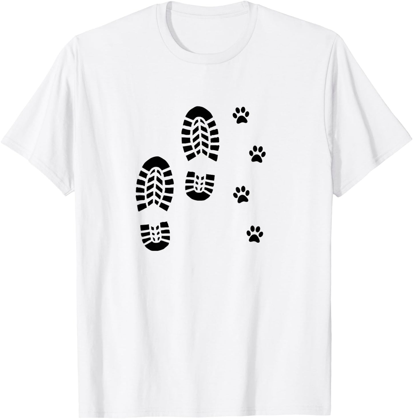 Dog and Man Hiking Dog Hiker People That Hike with Dogs Paw T-Shirt - T-Shirt | White