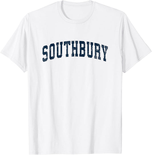 Southbury Connecticut CT Vintage Sports Design Navy Design T-Shirt - T-Shirt | White