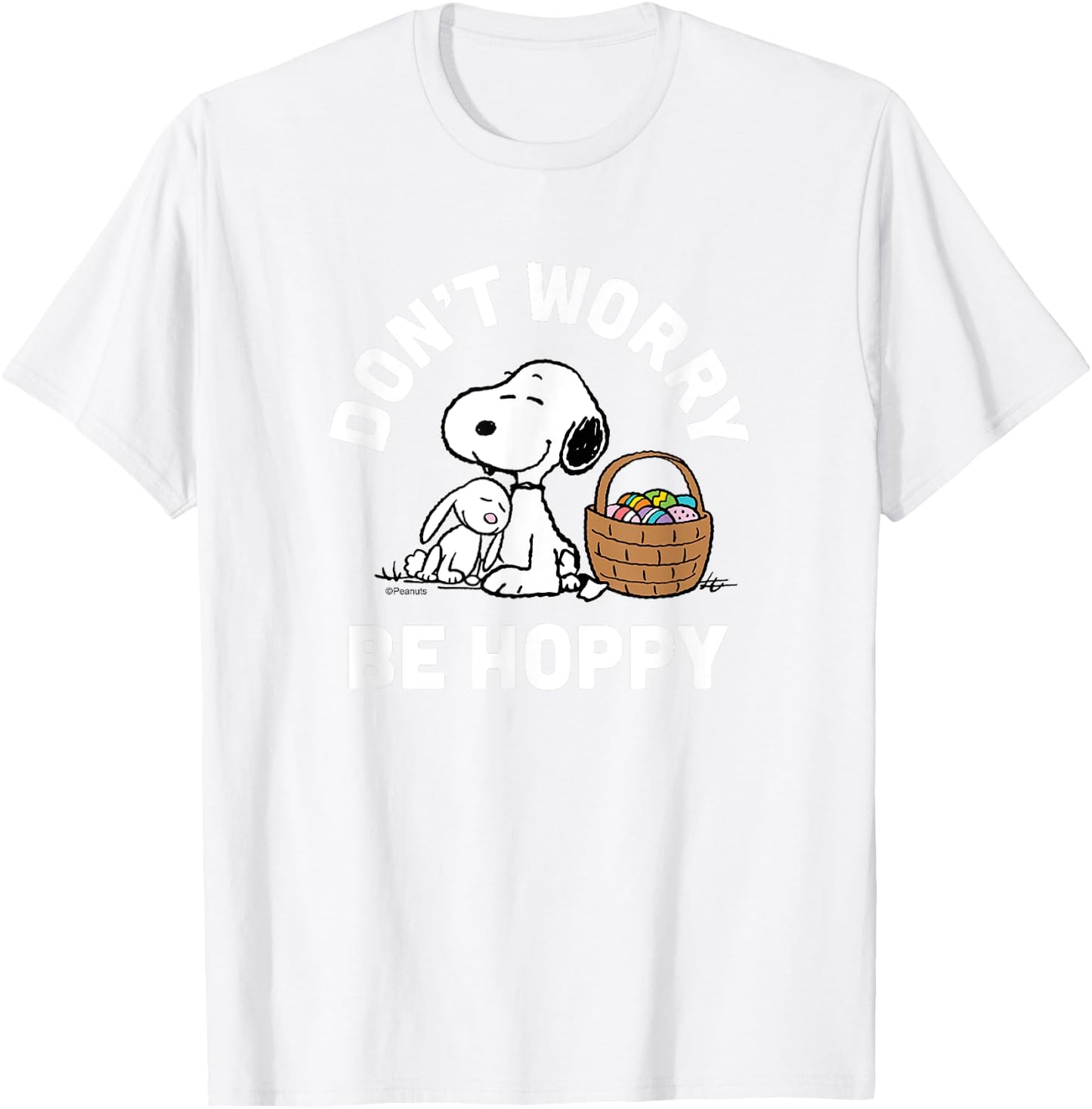 Peanuts - Snoopy Easter Rabbit Don't Worry Be Hoppy T-Shirt - T-Shirt | White