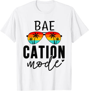 Vacation Summer Cute Couples Matching Baecation Mode T-Shirt - T-Shirt | White