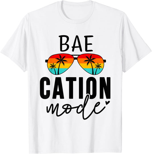 Vacation Summer Cute Couples Matching Baecation Mode T-Shirt - T-Shirt | White