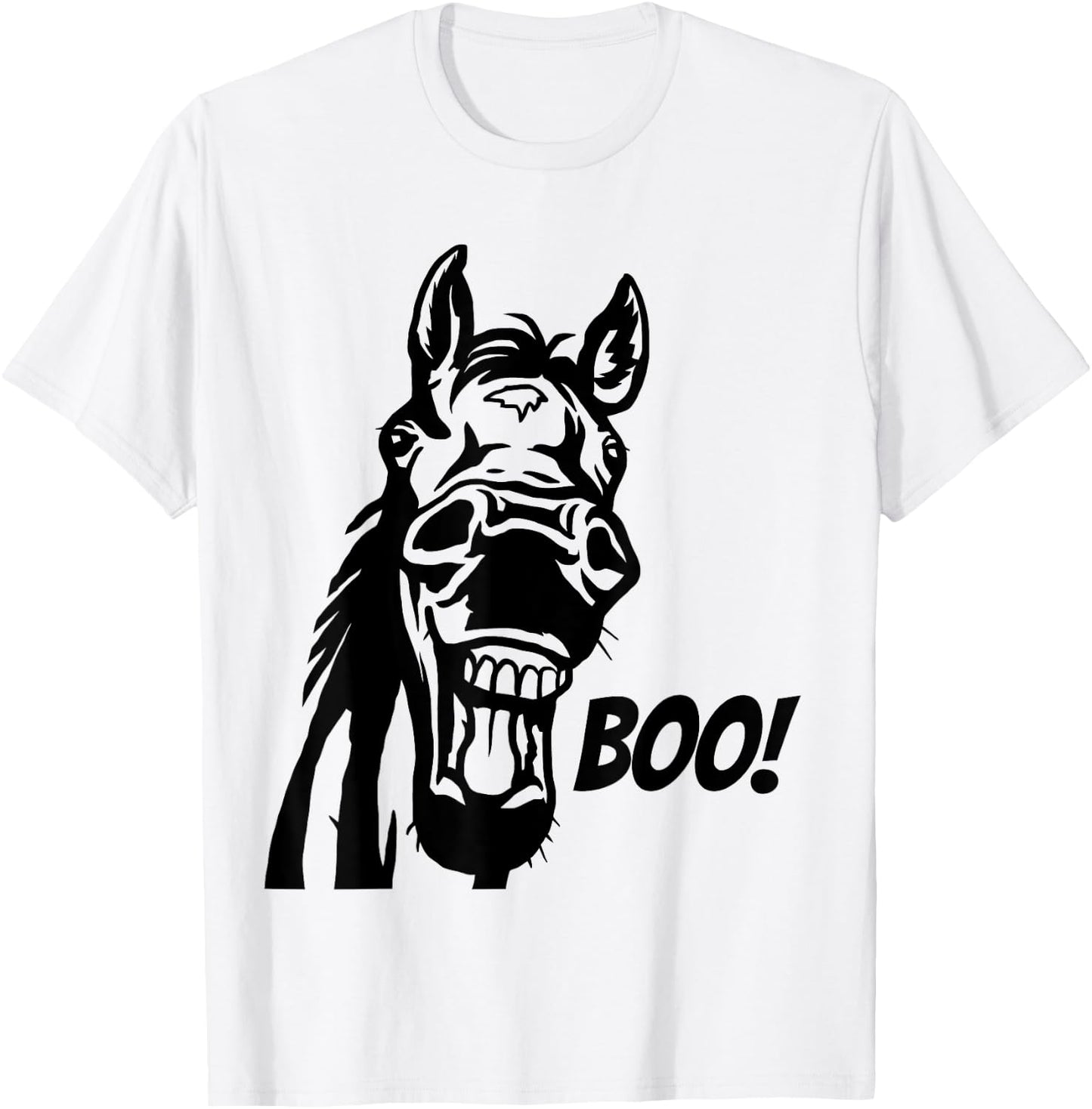Boo! | Funny Hiding Horse Lover Peekaboo Halloween Horse T-Shirt - T-Shirt | White