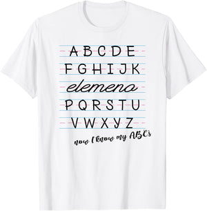 ABC Elemeno Shirt Alphabet Kindergarten Preschool Teacher T-Shirt - T-Shirt | White