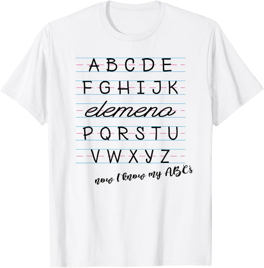 ABC Elemeno Shirt Alphabet Kindergarten Preschool Teacher T-Shirt - T-Shirt | White