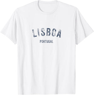 Lisboa Portugal Vintage Distressed Lisbon Travel Souvenir T-Shirt - T-Shirt | White