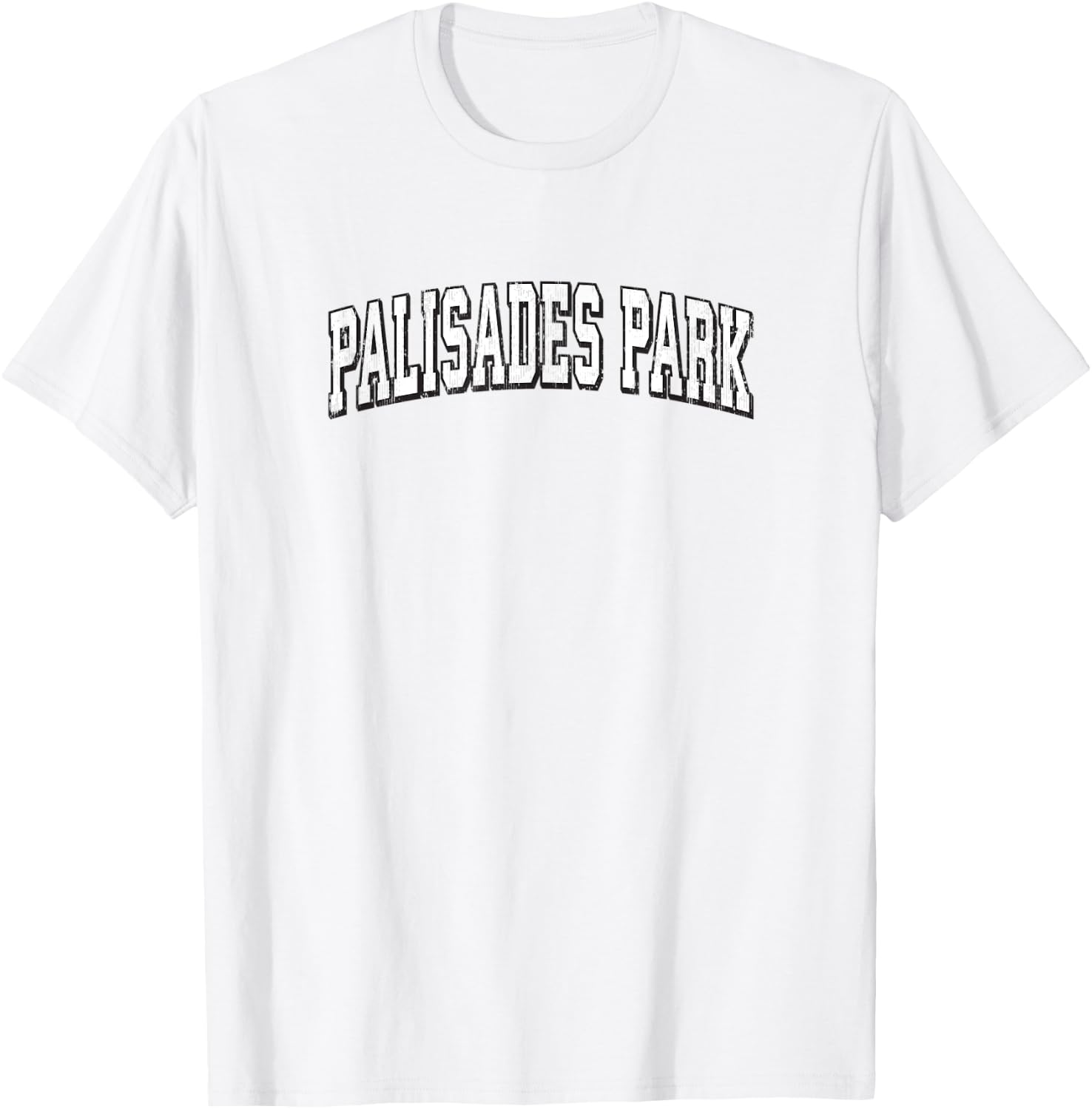 Palisades Park New Jersey Vintage Athletic Sports B&W Print T-Shirt - T-Shirt | White