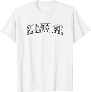 Palisades Park New Jersey Vintage Athletic Sports B&W Print T-Shirt - T-Shirt | White