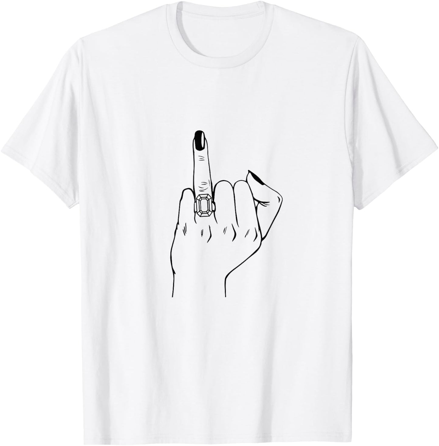 Finger Engagement Ring, Wedding Honeymoon Bachelorette Bride T-Shirt - T-Shirt | White