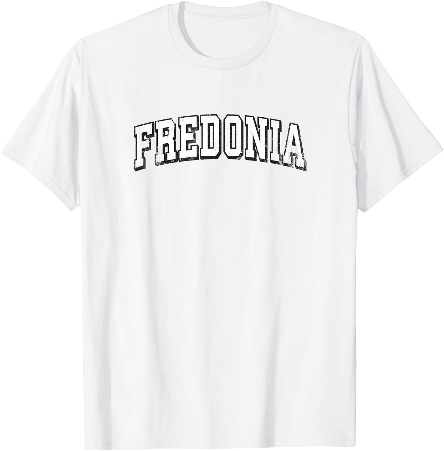 Fredonia New York Vintage Athletic Sports B&W Print T-Shirt - T-Shirt | White