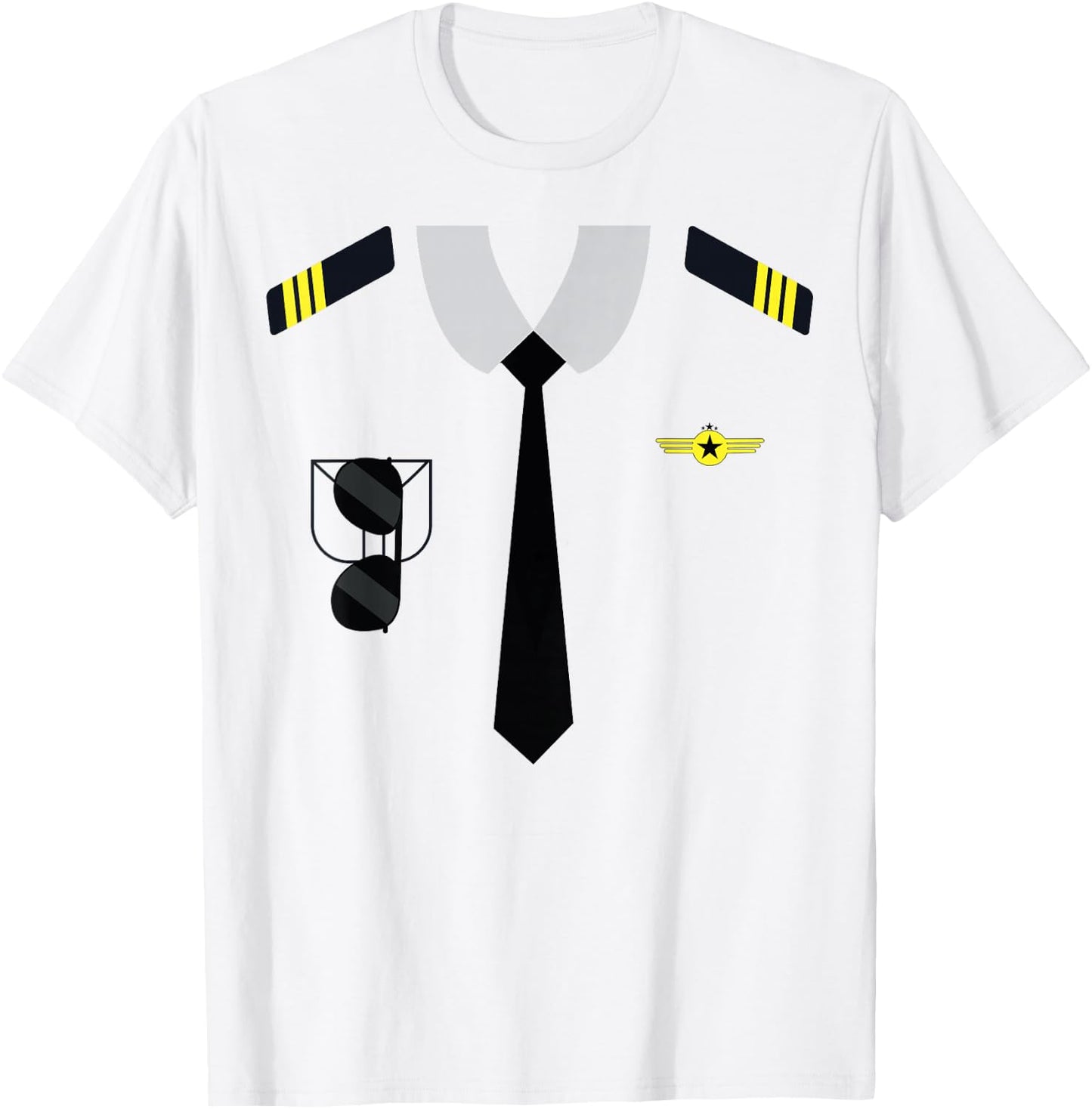 Airplane Pilot Costume Funny Aviation Uniform Men Boy Girl T-Shirt - T-Shirt | White