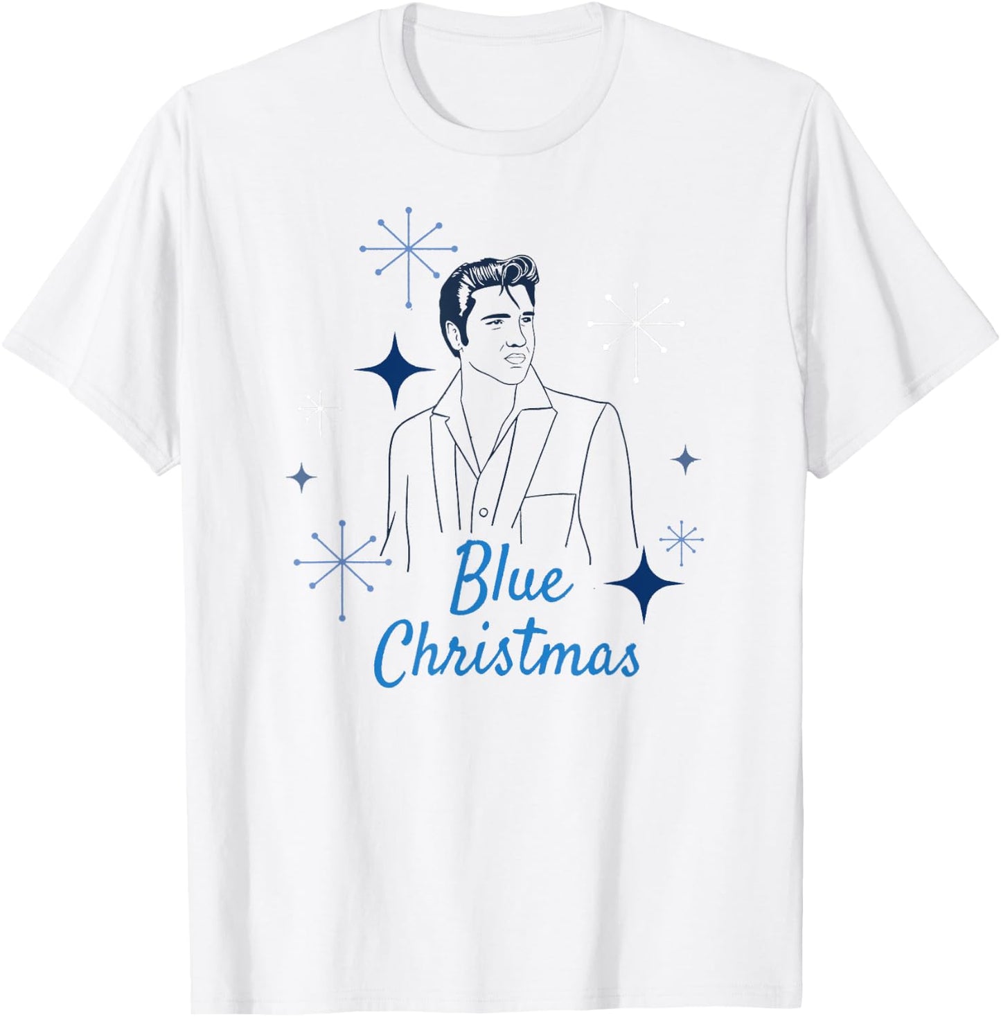 Elvis Presley Official Blue Christmas T-Shirt - T-Shirt | White