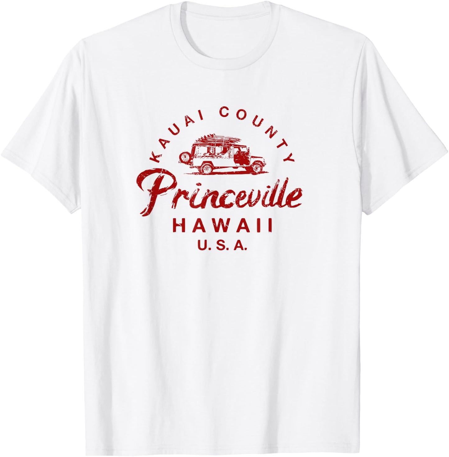 Hawaii Princeville Kauai Vintage Hawaiian Surfing T-Shirt - T-Shirt | White